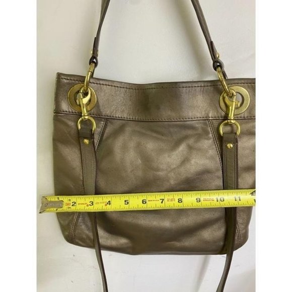 coach medium w adjustable strap gold leather cross - Picture 3 of 8